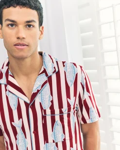 Gone Fishing Stripe Print Short Pyjama Set
