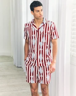 Gone Fishing Stripe Print Short Pyjama Set