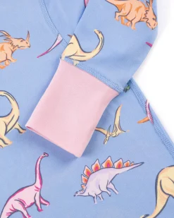 Kids Dinosaur Print Long Pyjama Set - Blue