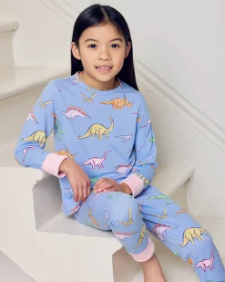 Kids Dinosaur Print Long Pyjama Set - Blue