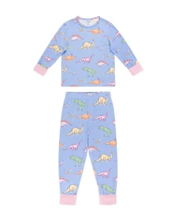Kids Dinosaur Print Long Pyjama Set - Blue