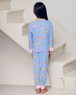 Kids Dinosaur Print Long Pyjama Set - Blue