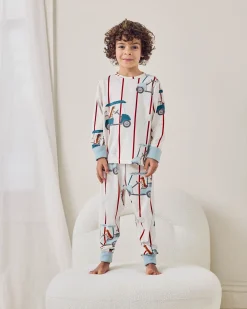 Kids Golf Dogs Stripe Print Long Pyjama Set