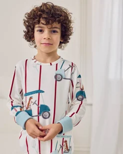 Kids Golf Dogs Stripe Print Long Pyjama Set