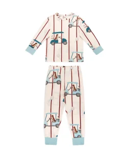 Kids Golf Dogs Stripe Print Long Pyjama Set