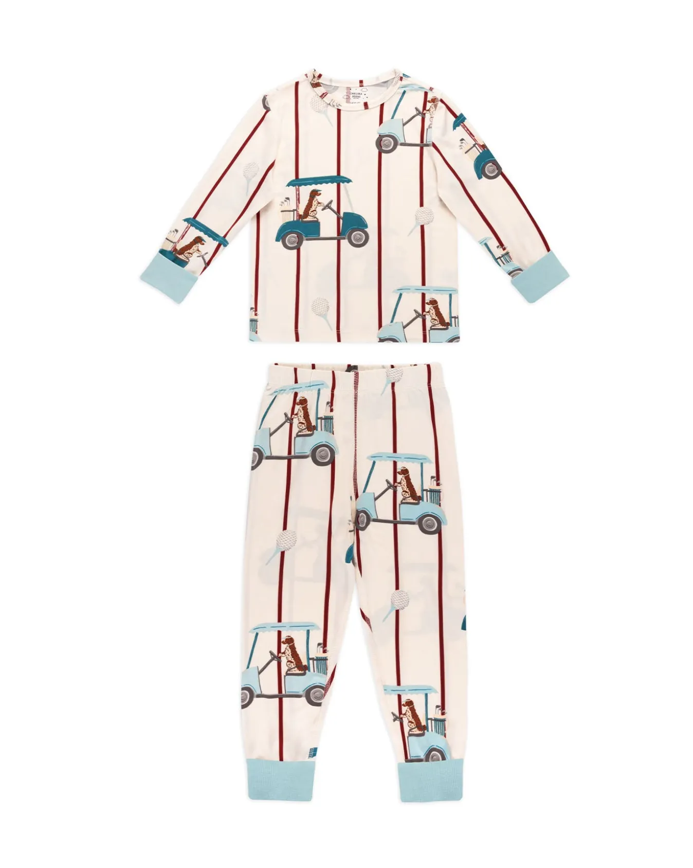 Kids Golf Dogs Stripe Print Long Pyjama Set