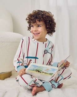Kids Golf Dogs Stripe Print Long Pyjama Set