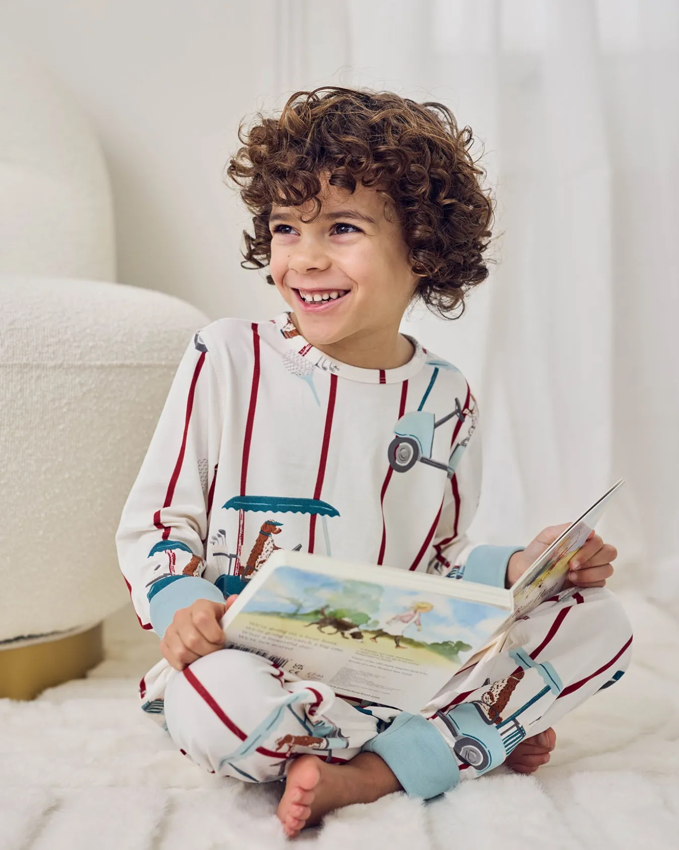 Kids Golf Dogs Stripe Print Long Pyjama Set