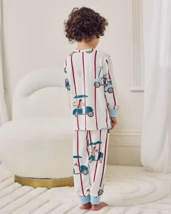 Kids Golf Dogs Stripe Print Long Pyjama Set