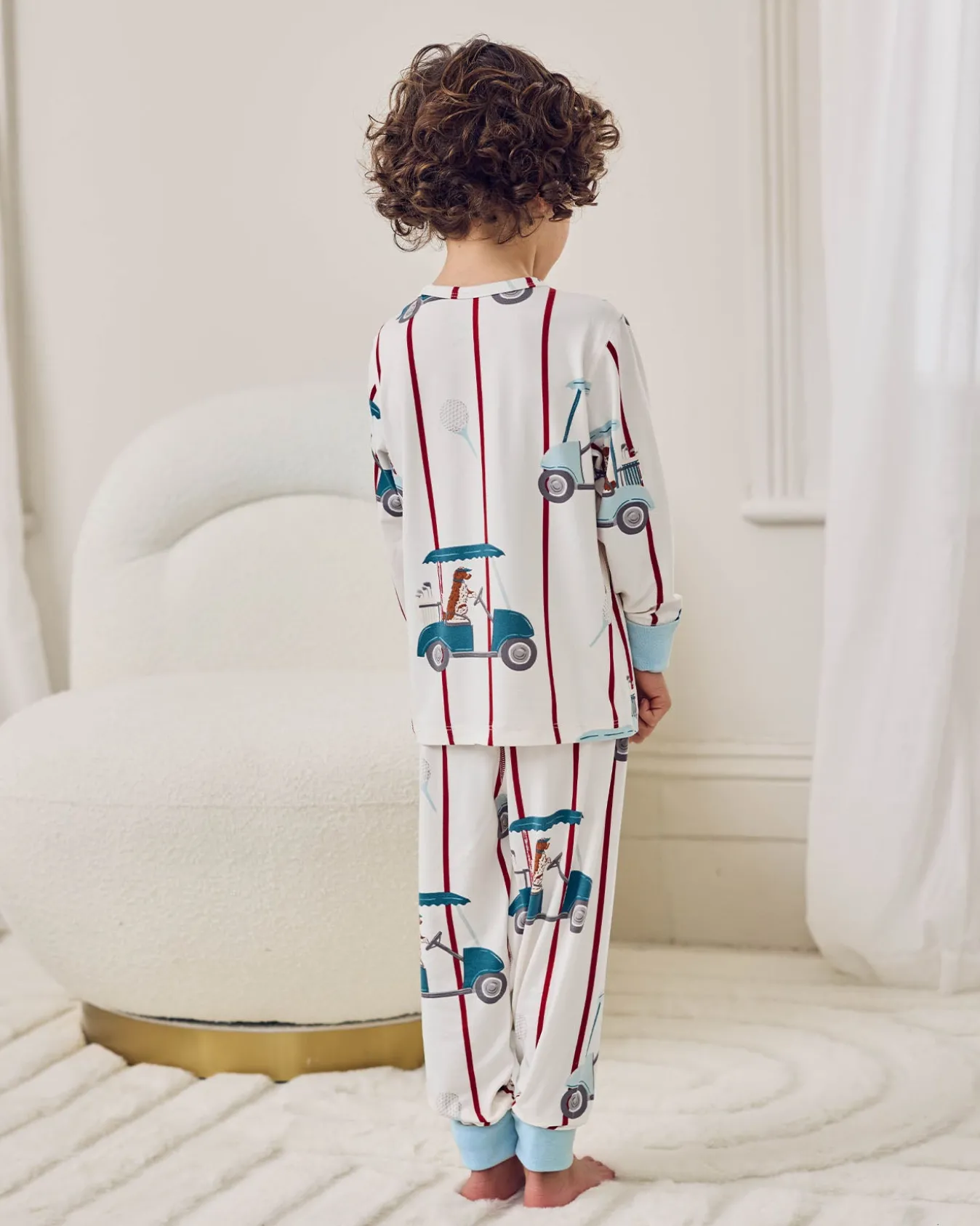 Kids Golf Dogs Stripe Print Long Pyjama Set