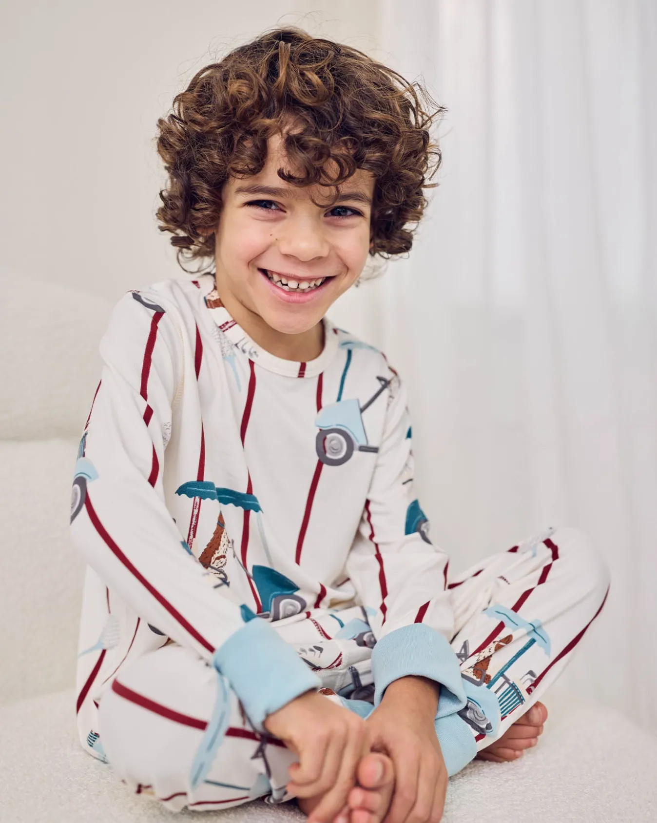 Kids Golf Dogs Stripe Print Long Pyjama Set