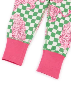 Kids Organic Cotton Checkerboard Leopards Print Long Pyjama Set