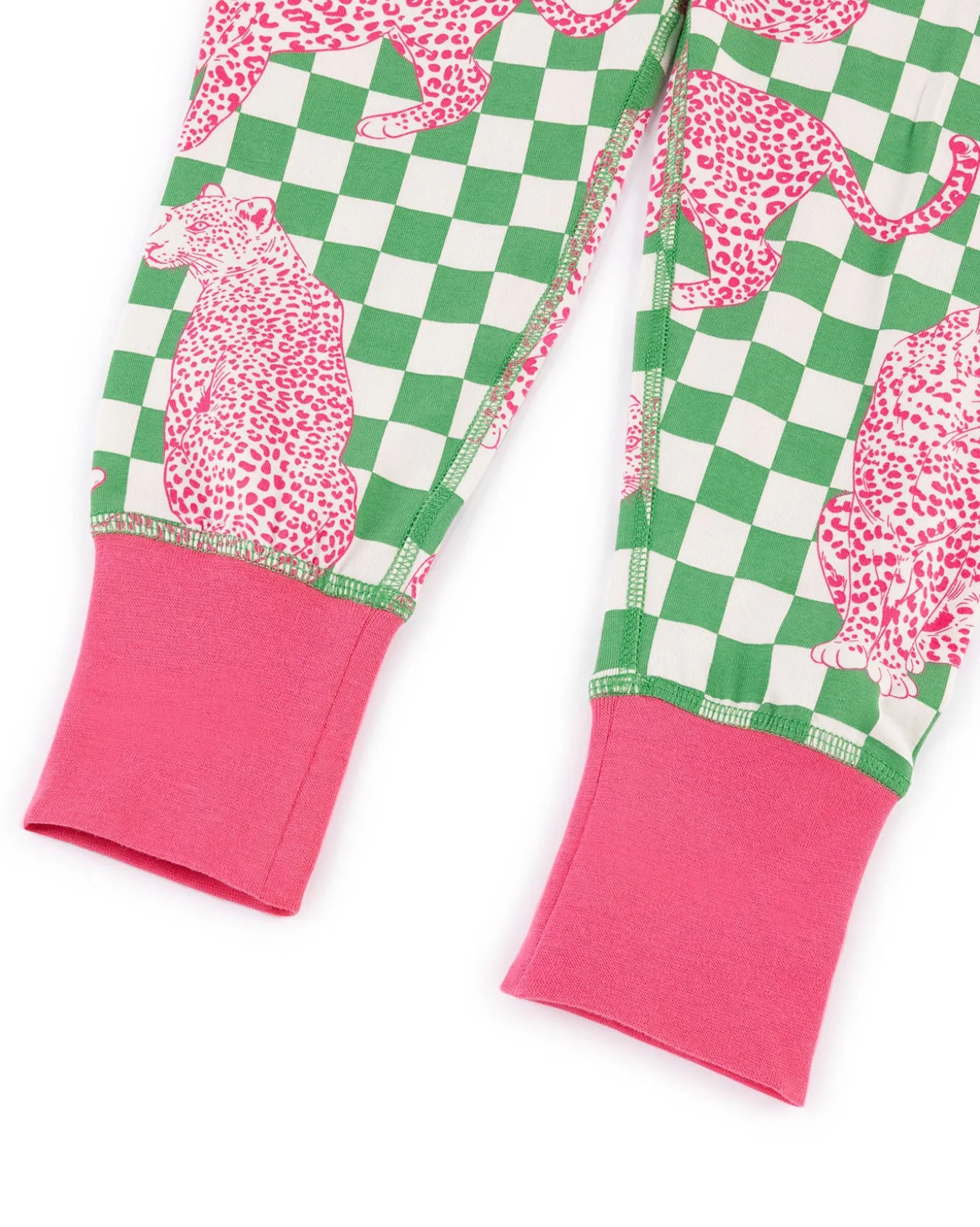 Kids Organic Cotton Checkerboard Leopards Print Long Pyjama Set