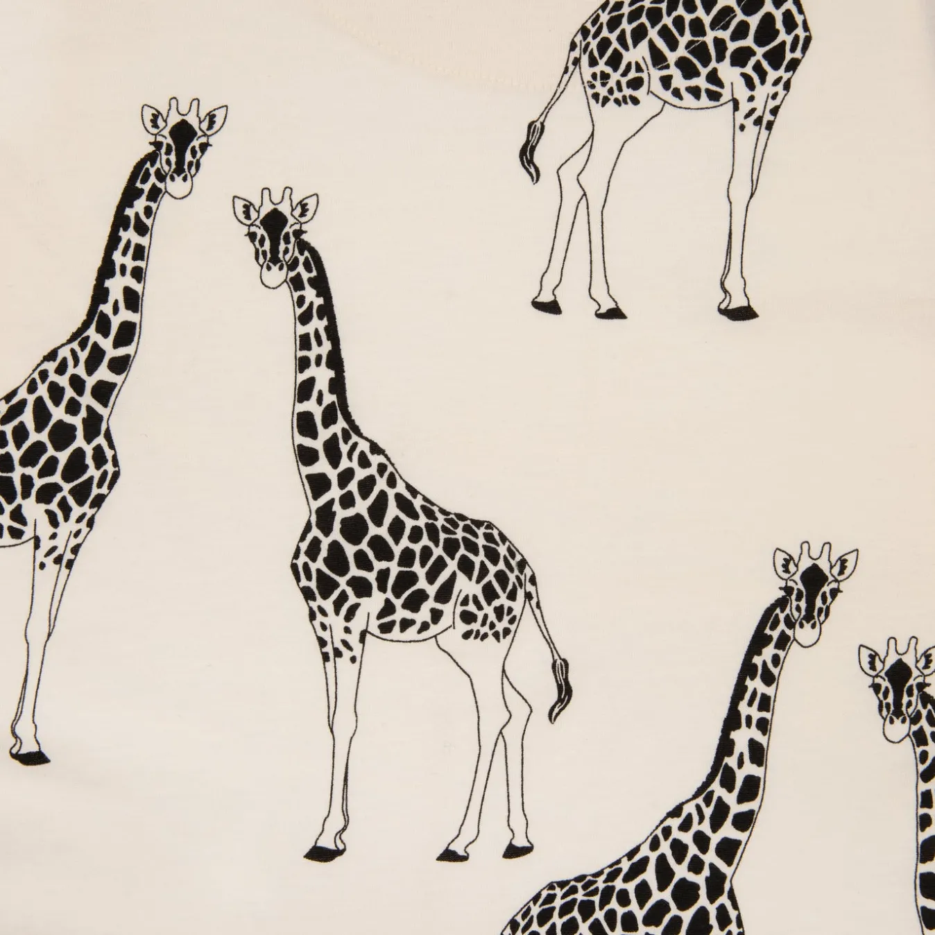 Kids Organic Cotton Giraffe Print Long Pyjama Set - Cream