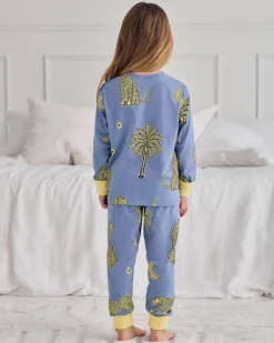 Kids Organic Cotton Midnight Leopard Print Long Pyjama Set