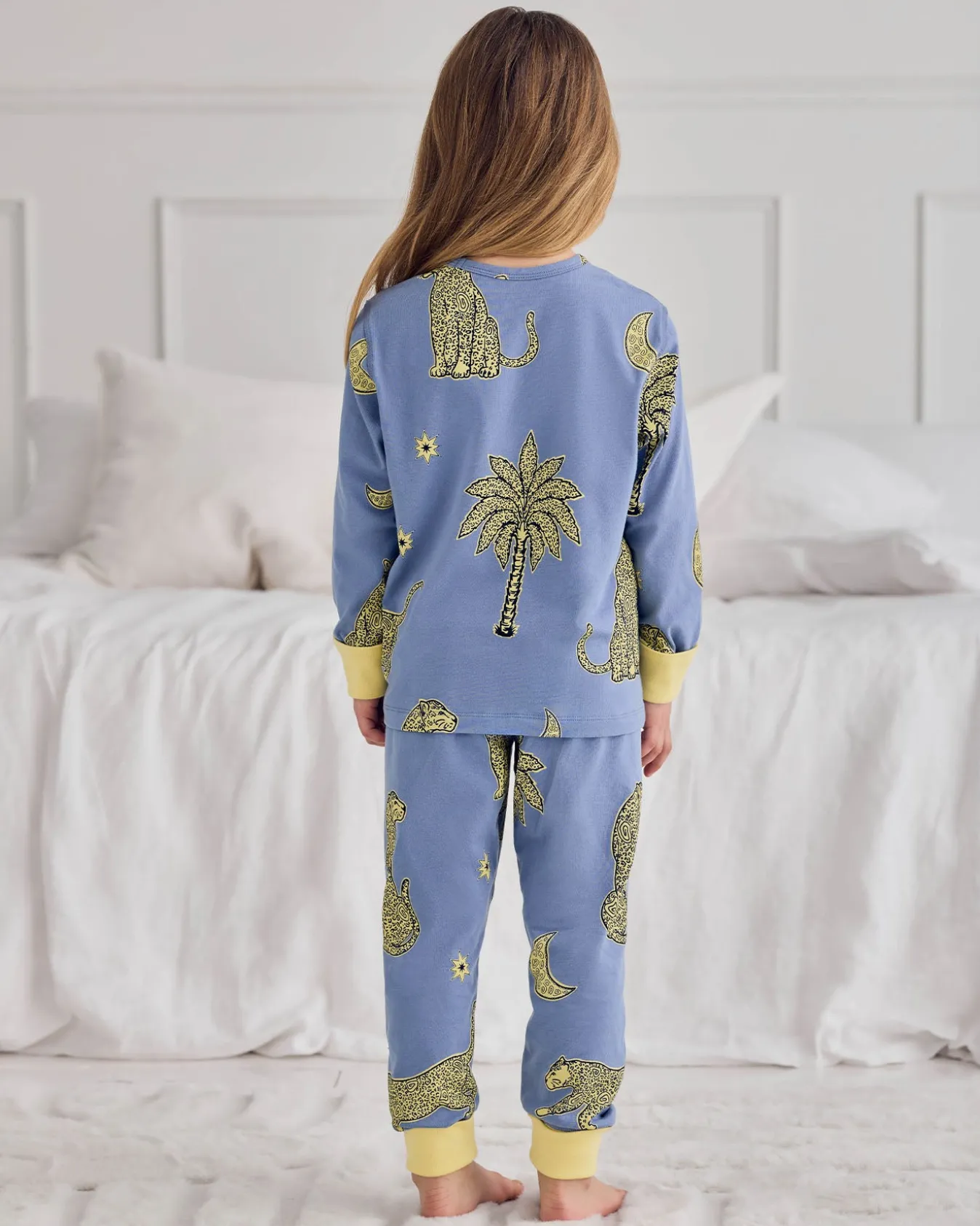 Kids Organic Cotton Midnight Leopard Print Long Pyjama Set