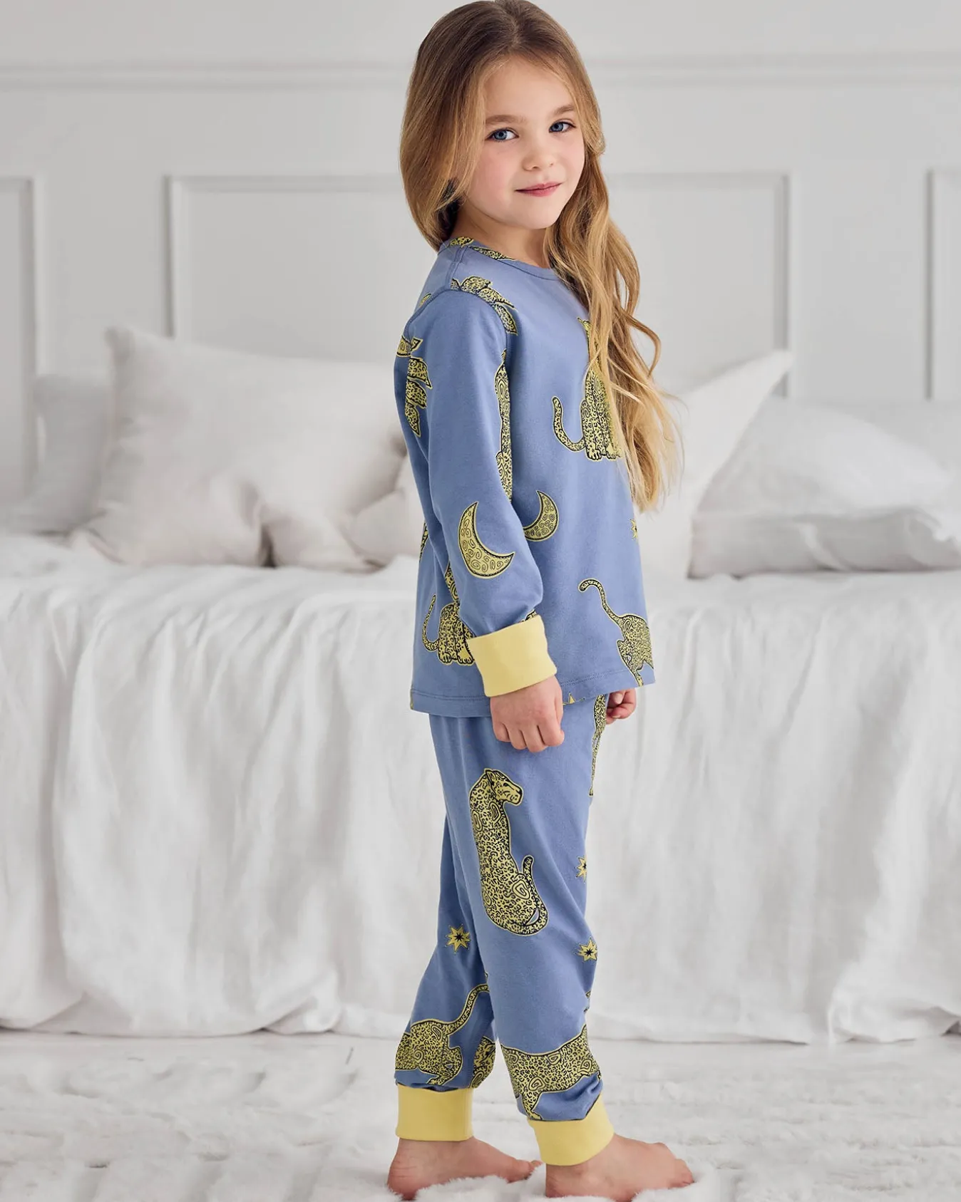 Kids Organic Cotton Midnight Leopard Print Long Pyjama Set