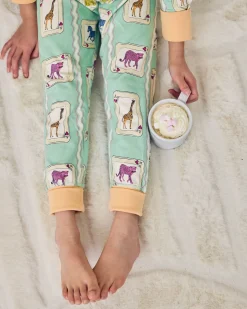 Kids Organic Cotton Playing Card Animals Print Long Pyjama Set