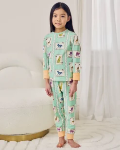 Kids Organic Cotton Playing Card Animals Print Long Pyjama Set
