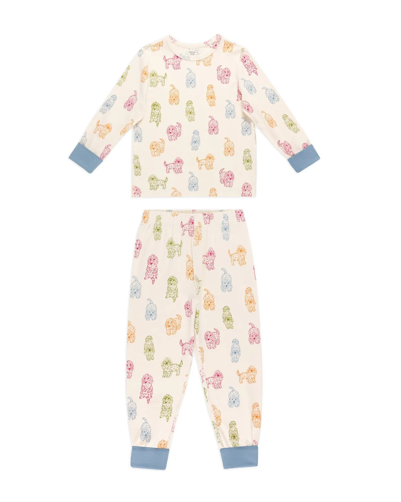 Kids Organic Cotton Rainbow Cockapoo Print Long Pyjama Set