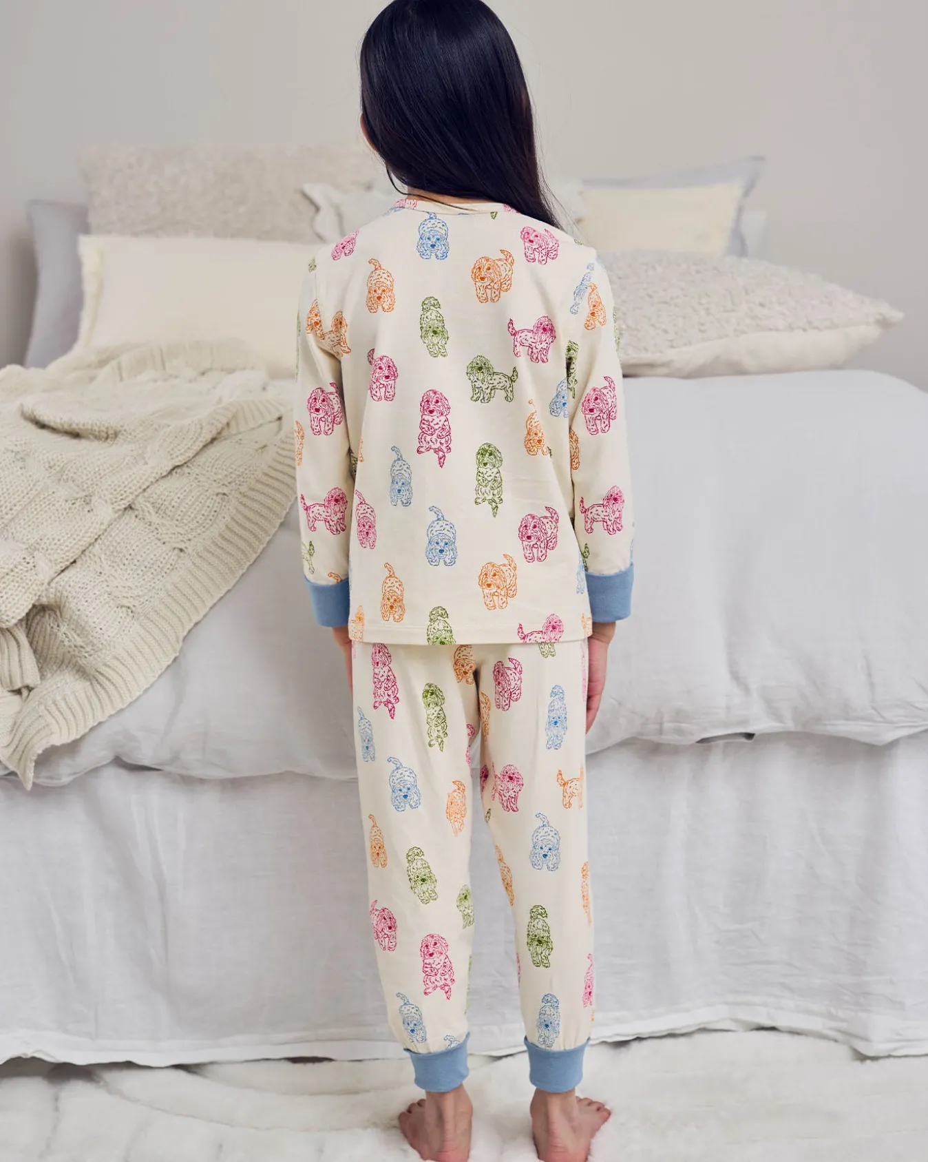 Kids Organic Cotton Rainbow Cockapoo Print Long Pyjama Set