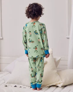 Kids Organic Cotton Sports Frogs Print Long Pyjama Set