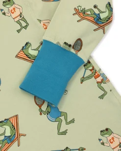 Kids Organic Cotton Sports Frogs Print Long Pyjama Set