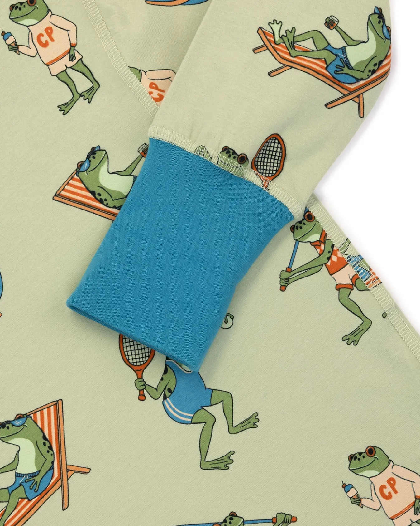 Kids Organic Cotton Sports Frogs Print Long Pyjama Set