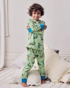 Kids Organic Cotton Sports Frogs Print Long Pyjama Set