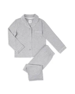 Kids TENCEL™ Modal Long Button Up Pyjama Set - Grey Marl