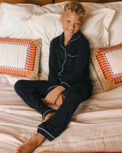 Kids TENCEL™ Modal Long Button Up Pyjama Set - Navy