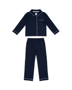 Kids TENCEL™ Modal Long Button Up Pyjama Set - Navy