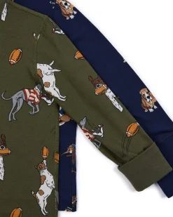 Kids Two Pack Country Hound / Rugby Dogs Print Long Pyjama Set