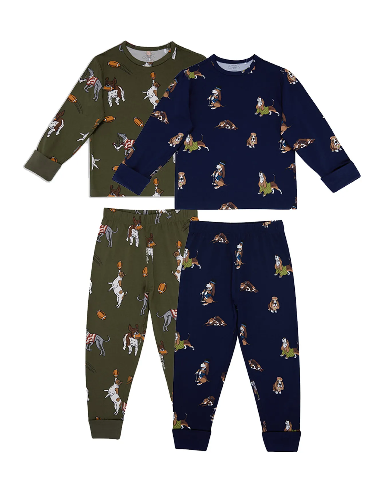 Kids Two Pack Country Hound / Rugby Dogs Print Long Pyjama Set