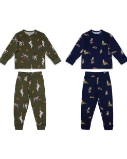 Kids Two Pack Country Hound / Rugby Dogs Print Long Pyjama Set