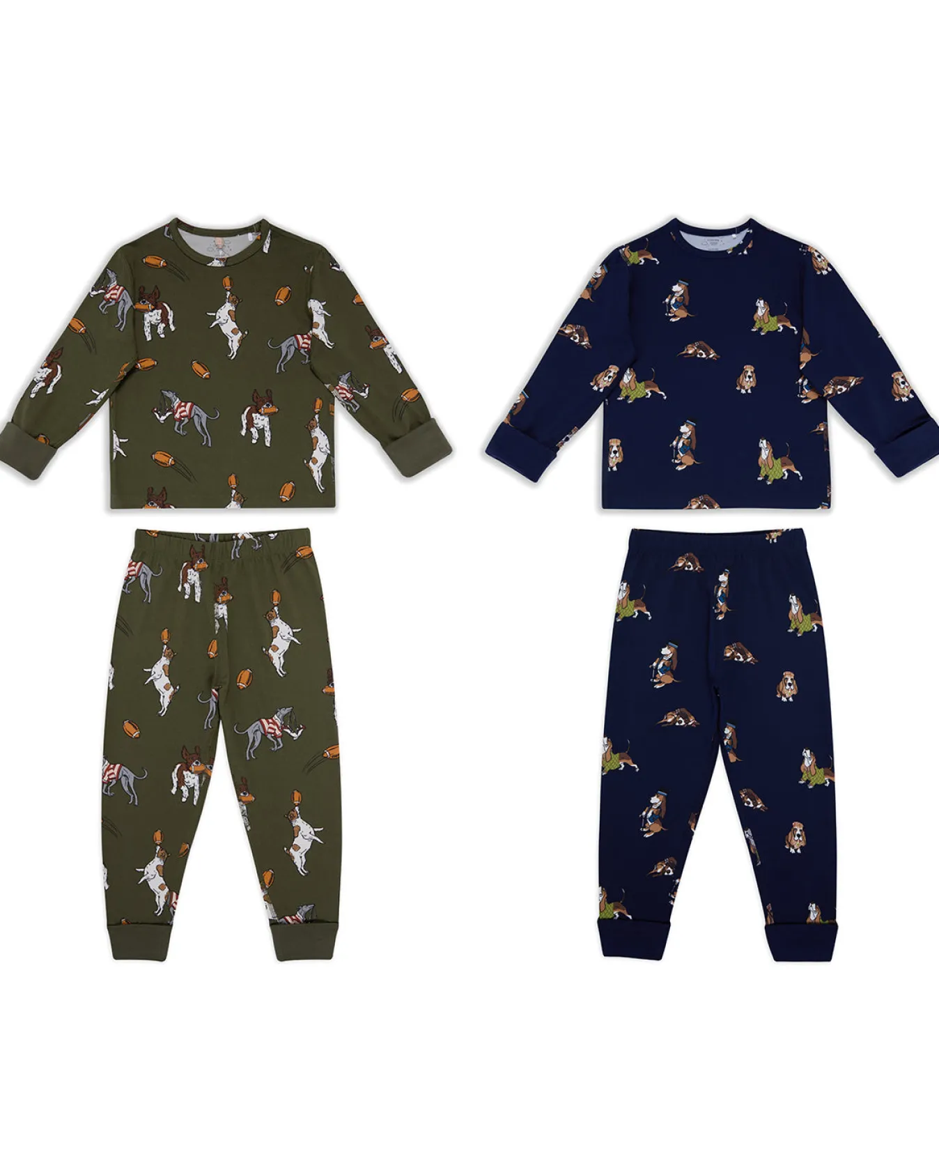 Kids Two Pack Country Hound / Rugby Dogs Print Long Pyjama Set