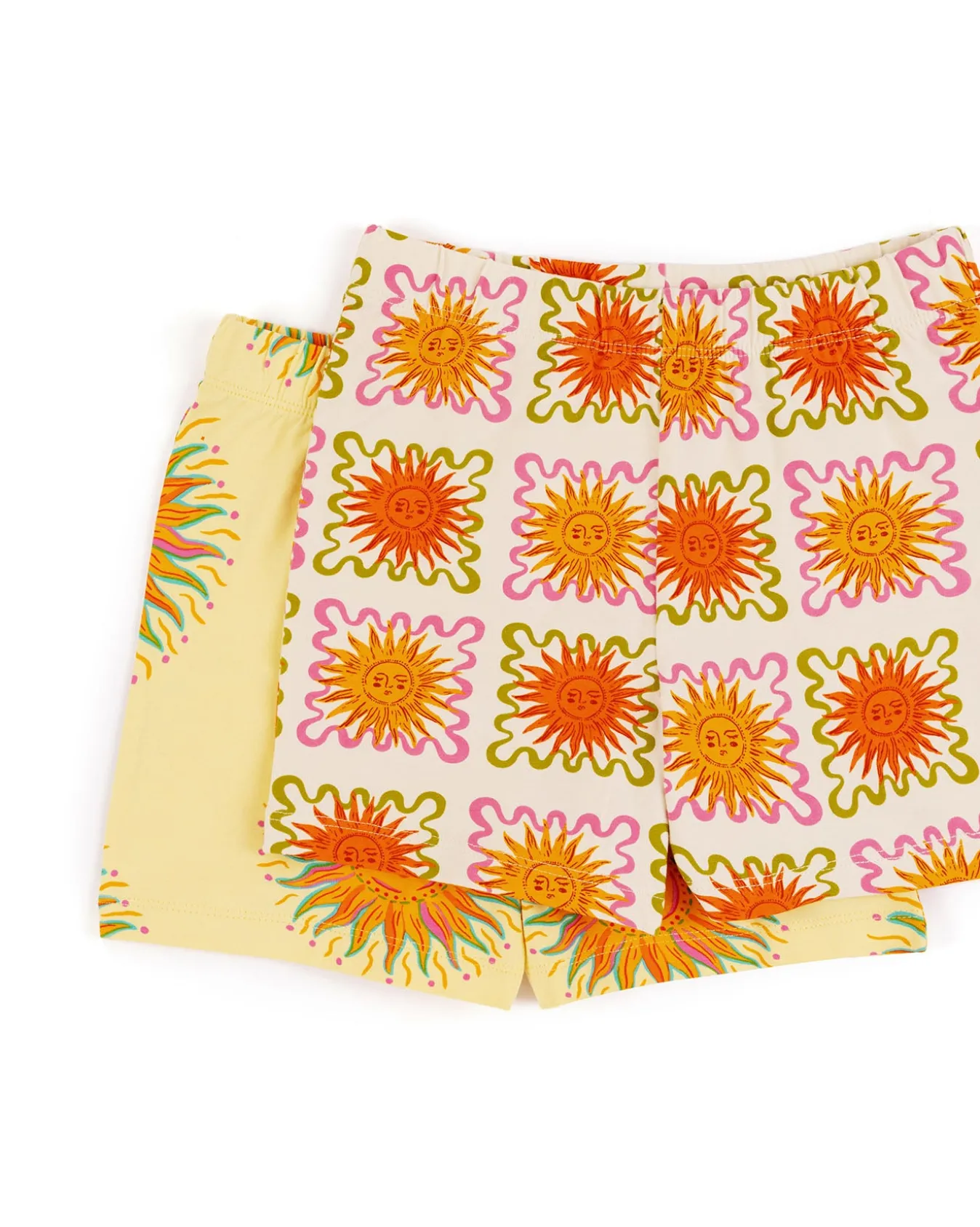 Kids Two Pack Organic Cotton Sun Print / Sunshine Tile Print Short Pyjama Set
