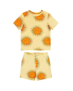 Kids Two Pack Organic Cotton Sun Print / Sunshine Tile Print Short Pyjama Set