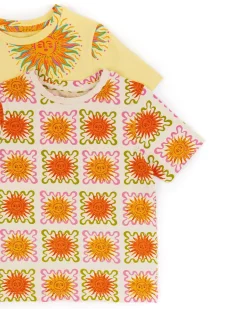 Kids Two Pack Organic Cotton Sun Print / Sunshine Tile Print Short Pyjama Set