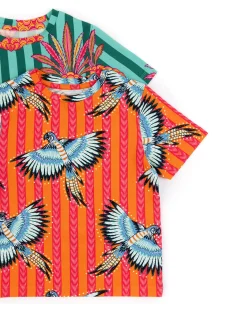 Kids Two Pack Parrot Stripe / Pineapple Stripe Print Short Pyjama Set