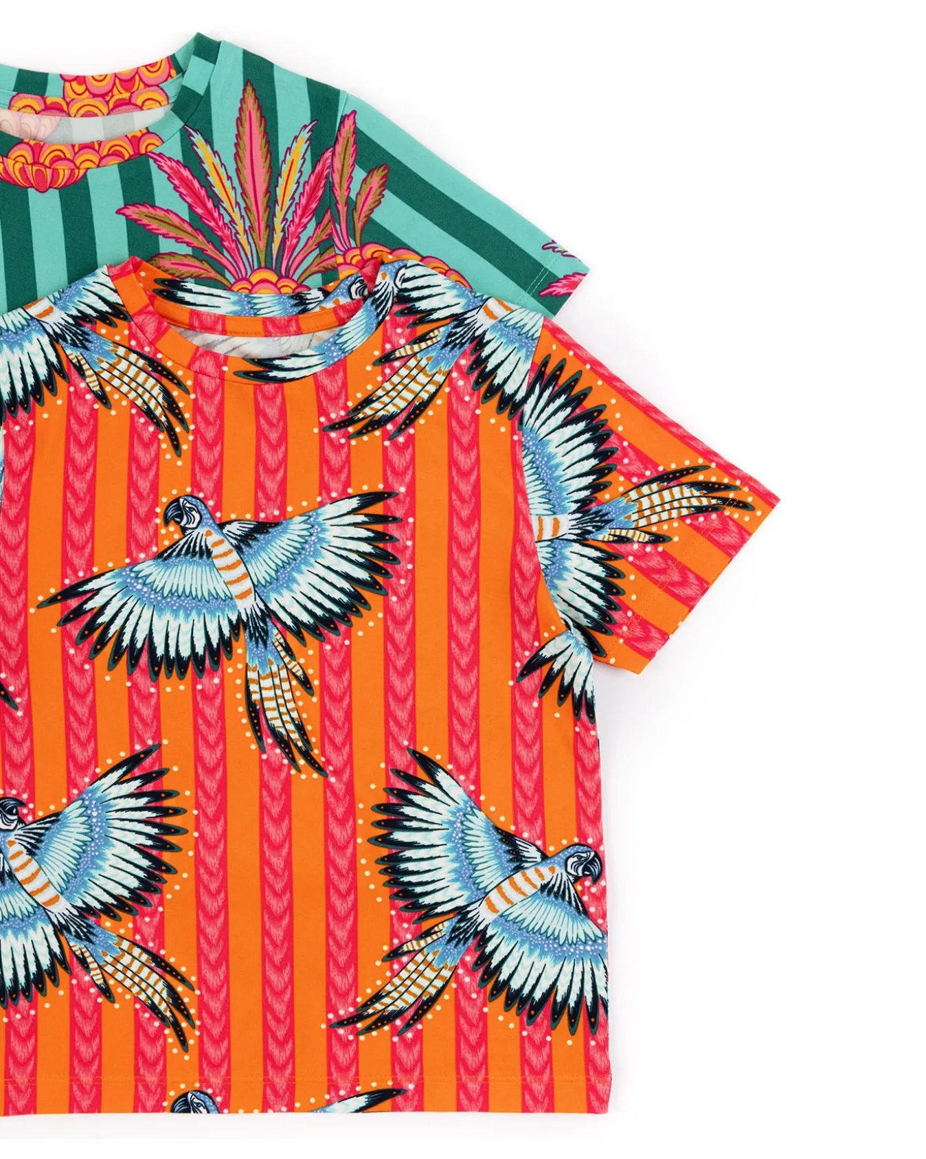 Kids Two Pack Parrot Stripe / Pineapple Stripe Print Short Pyjama Set