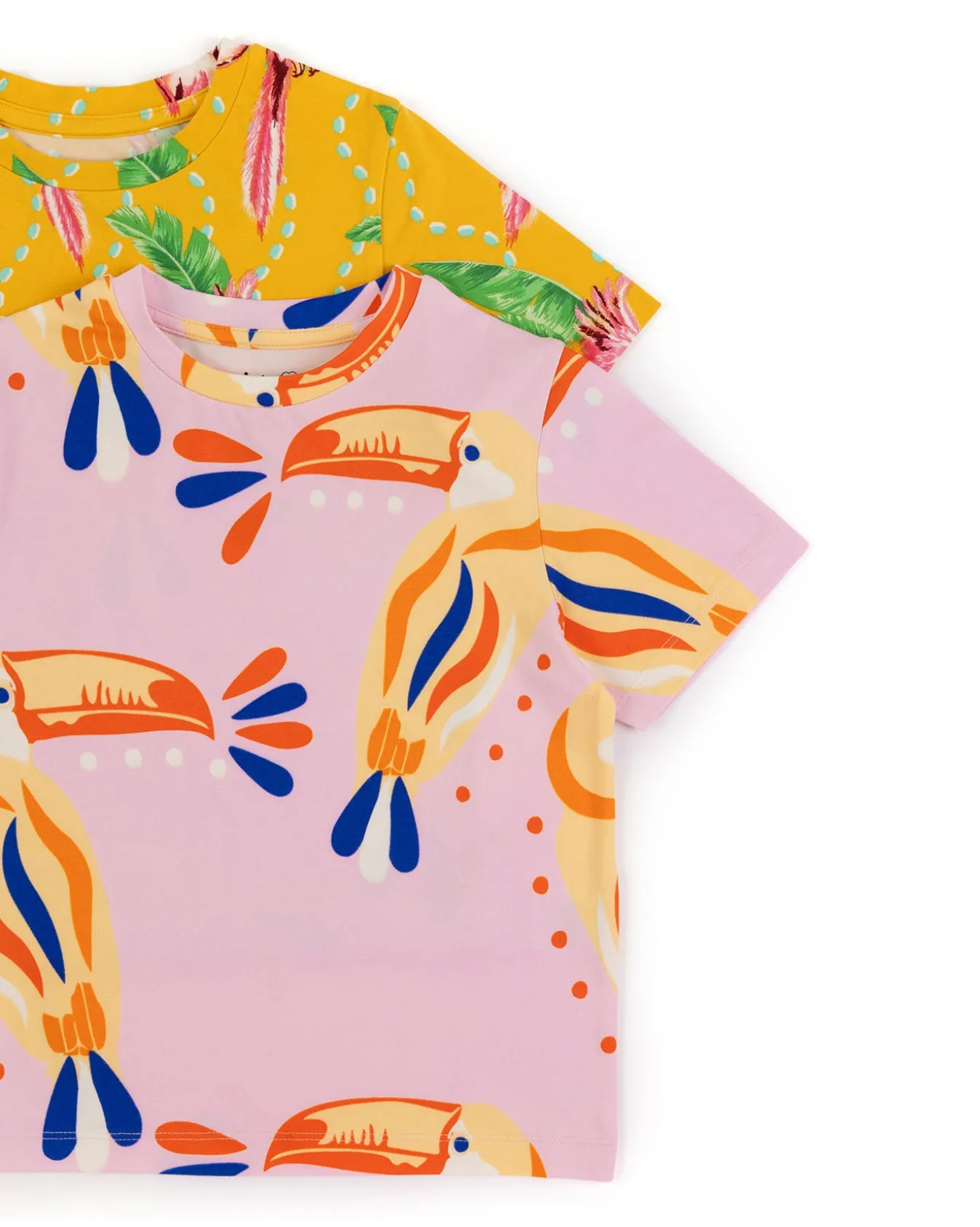 Kids Two Pack Parrot Wavy Stripe / Toucan Print Short Pyjama Set
