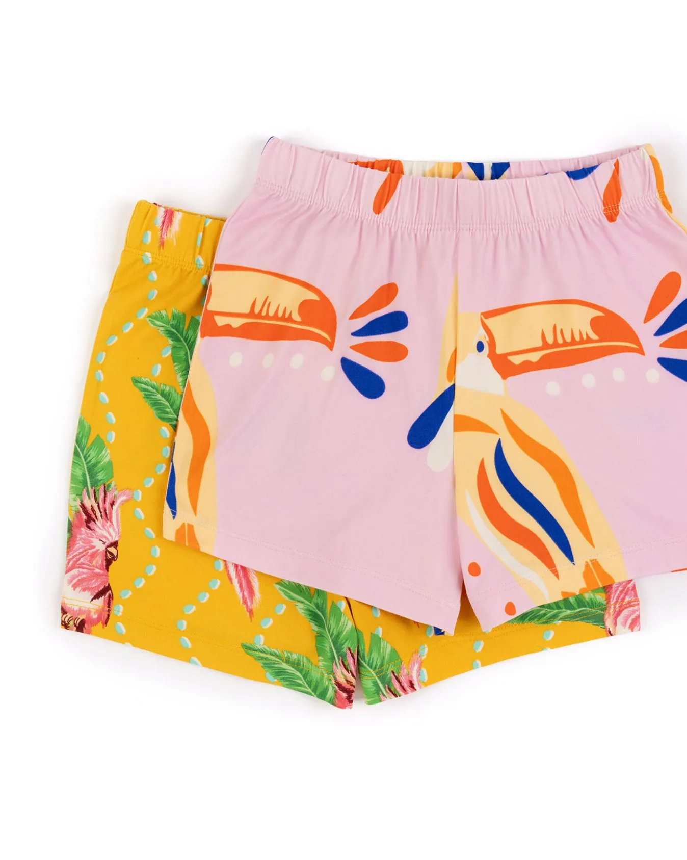 Kids Two Pack Parrot Wavy Stripe / Toucan Print Short Pyjama Set