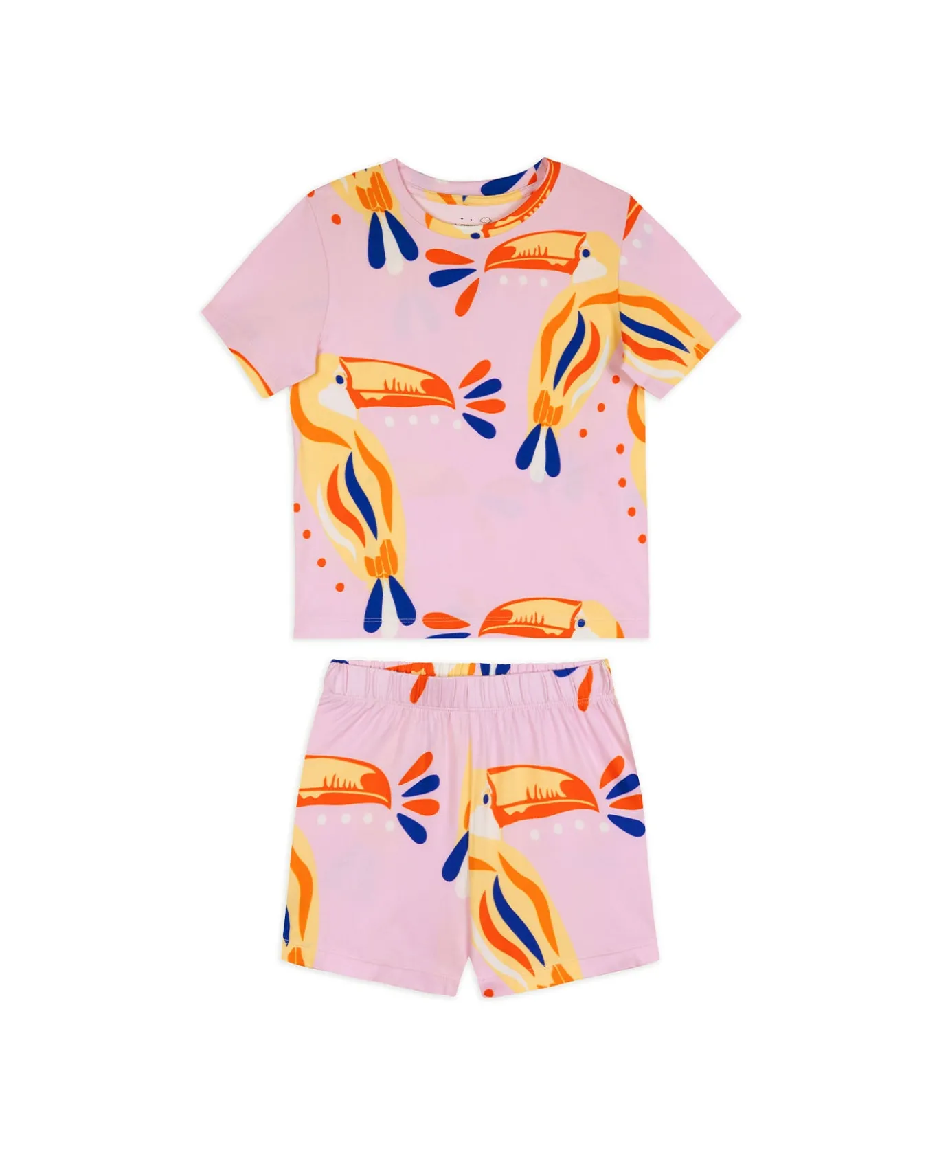 Kids Two Pack Parrot Wavy Stripe / Toucan Print Short Pyjama Set