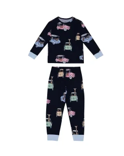 Kids Two Pack Racing Frogs / Safari Drive Print Long Pyjama Set