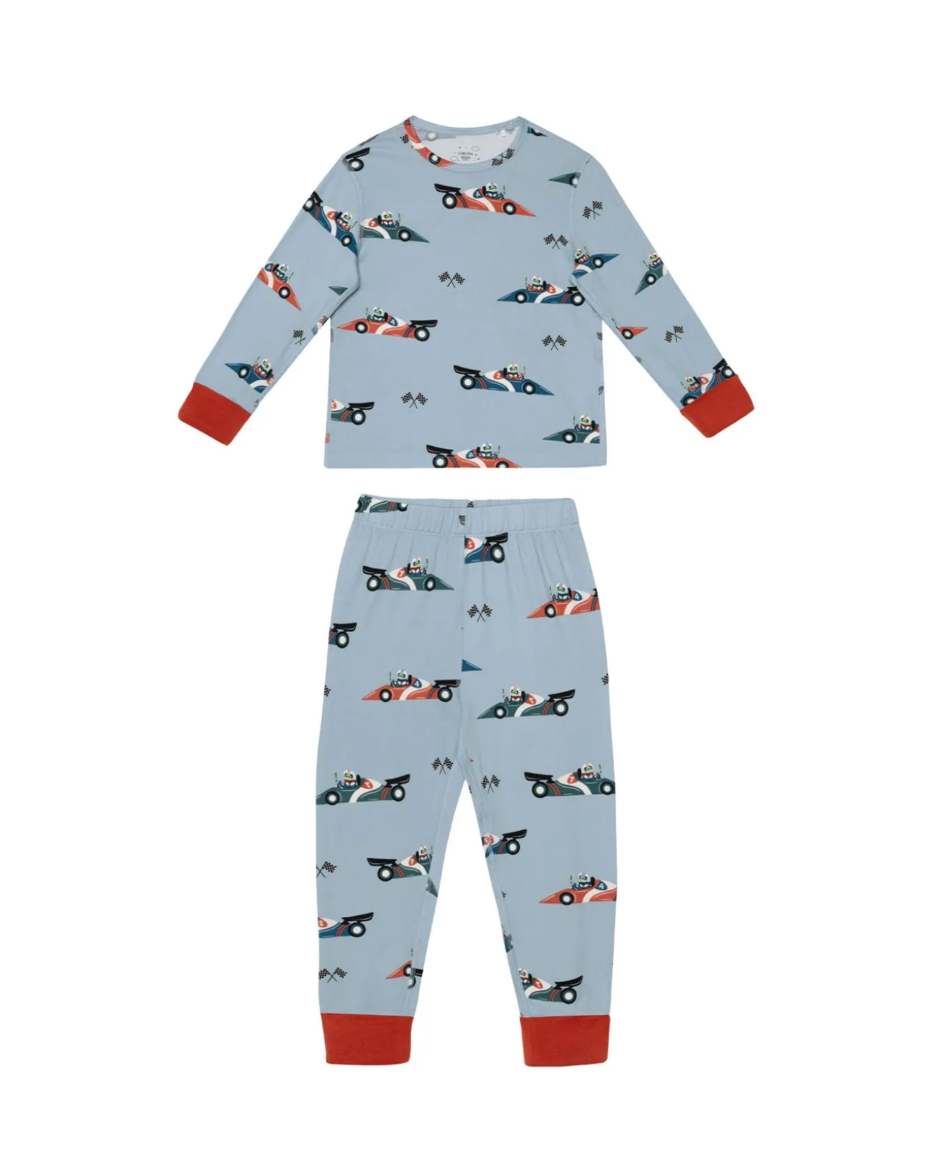 Kids Two Pack Racing Frogs / Safari Drive Print Long Pyjama Set