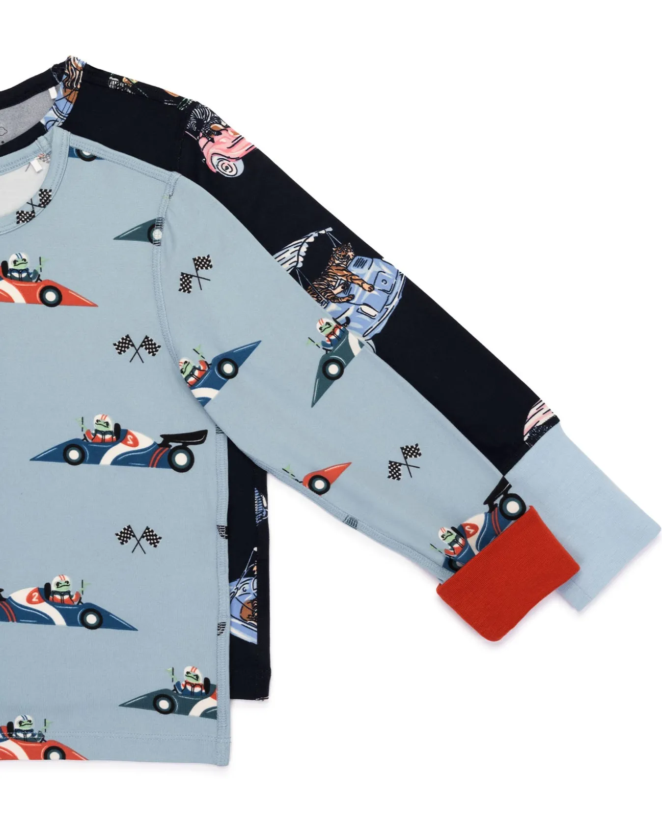 Kids Two Pack Racing Frogs / Safari Drive Print Long Pyjama Set