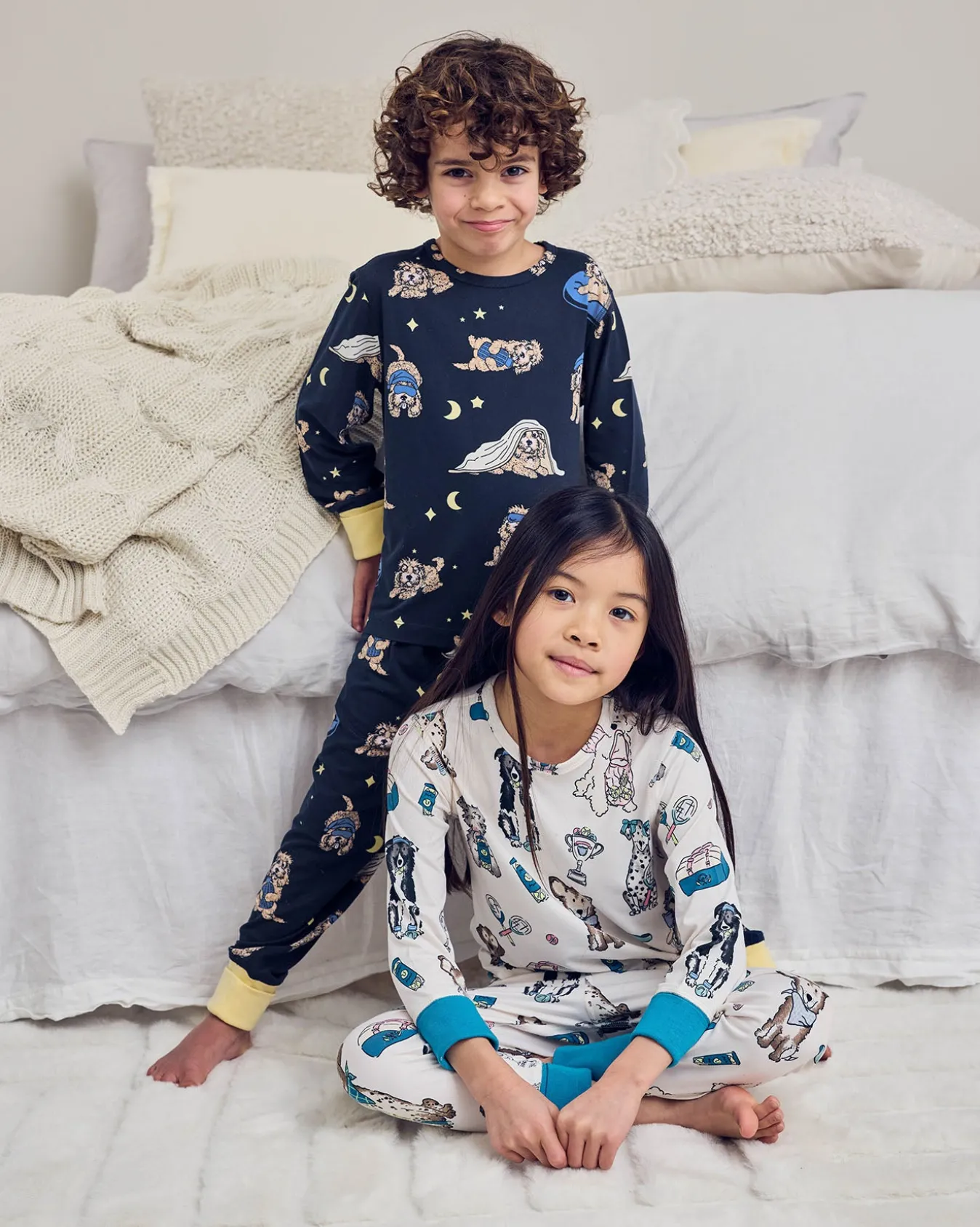 Kids Two Pack Tennis Dogs Print / Cockapoo Snooze Print Long Pyjama Set