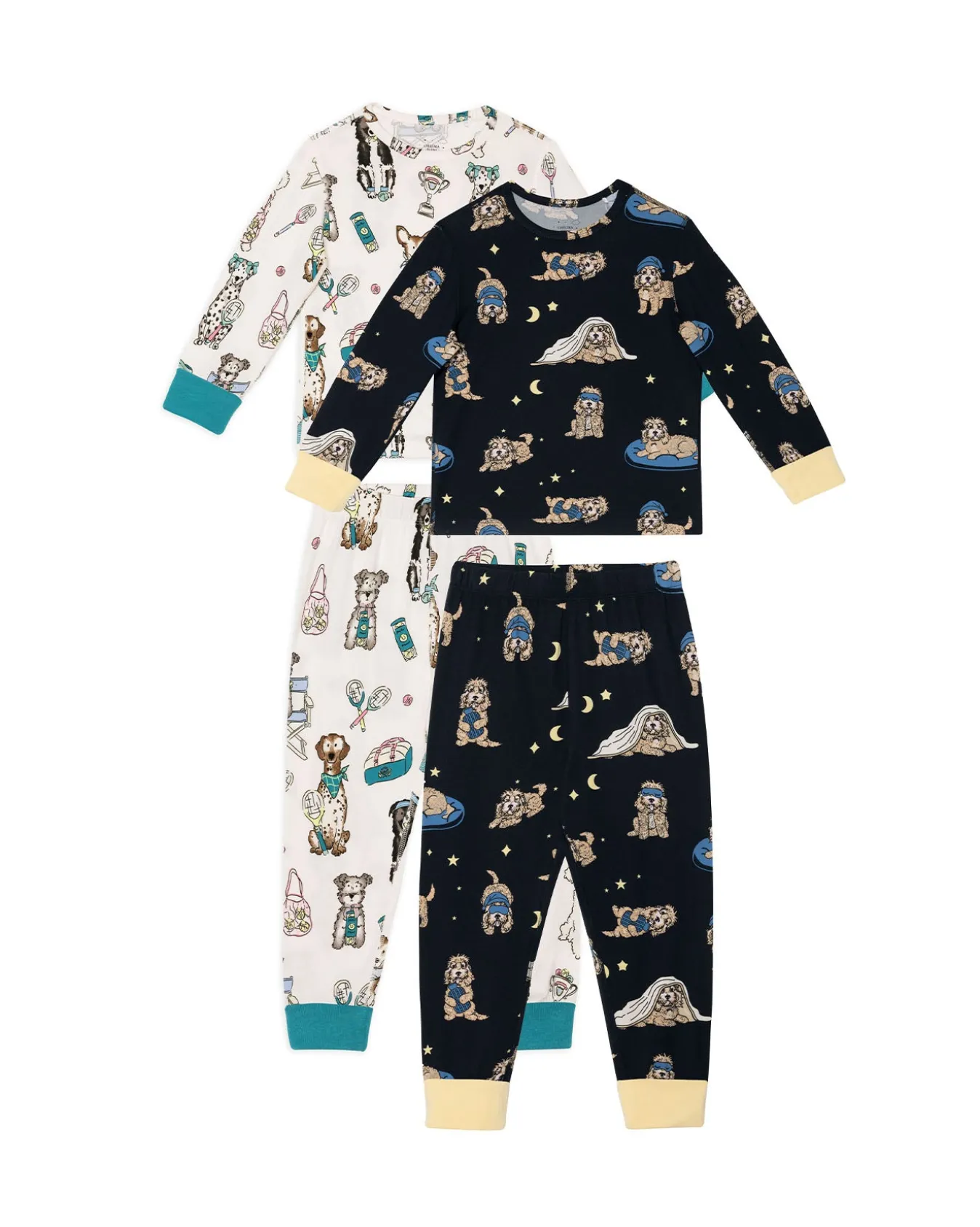 Kids Two Pack Tennis Dogs Print / Cockapoo Snooze Print Long Pyjama Set