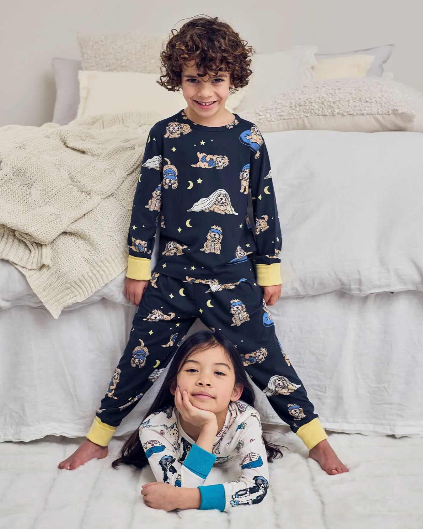 Kids Two Pack Tennis Dogs Print / Cockapoo Snooze Print Long Pyjama Set